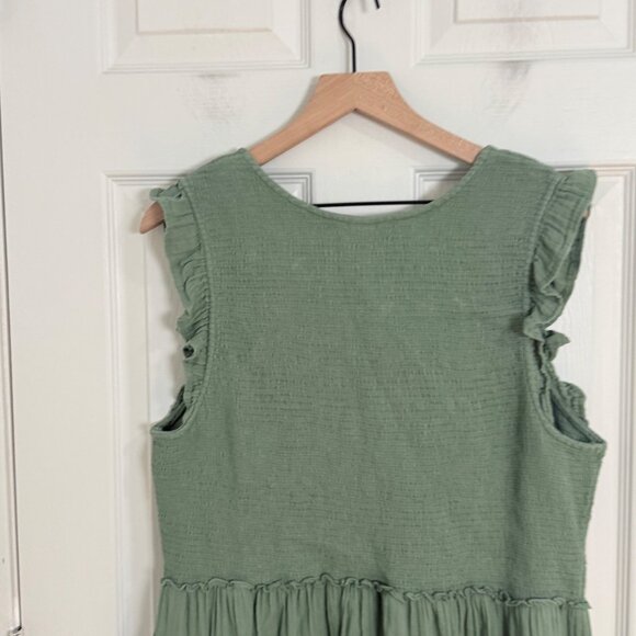 Old Navy Maxi Dress Womens XXL Green Tiered Cottage Core Feminine Sleeveless - Picture 10 of 16
